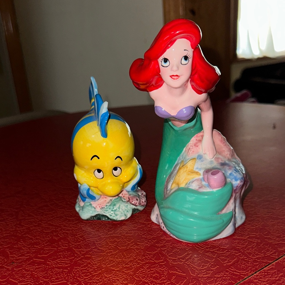 Disney Ariel and Flounder vintage  Figurine Set Little Mermaid - small flaws